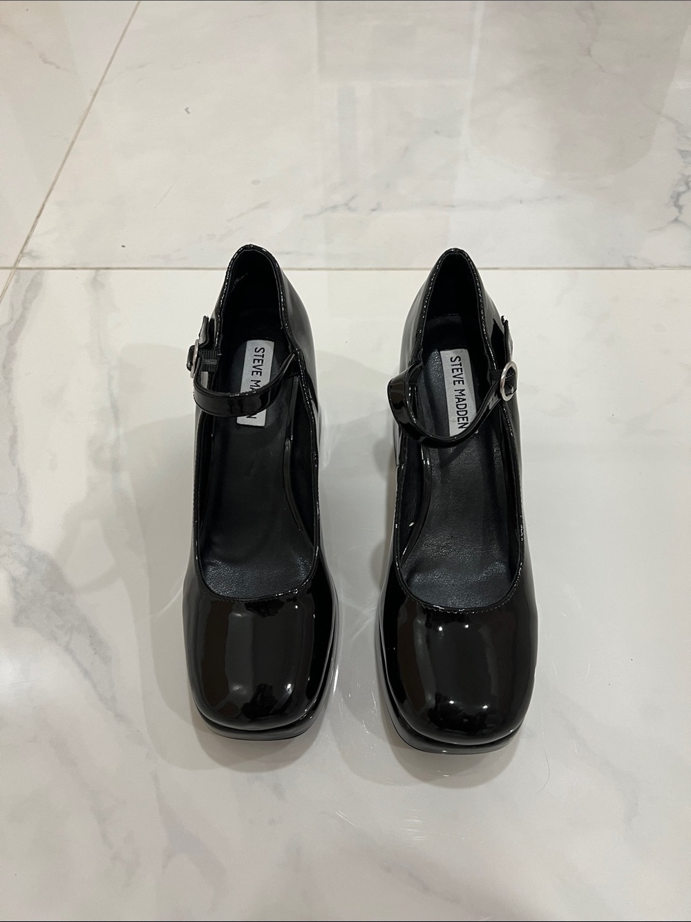 Steve Madden Black Patent Mary Jane Heels with Buckle